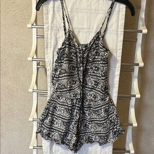 American Eagle Outfitters Black and Gray Romper with Geometric Pattern